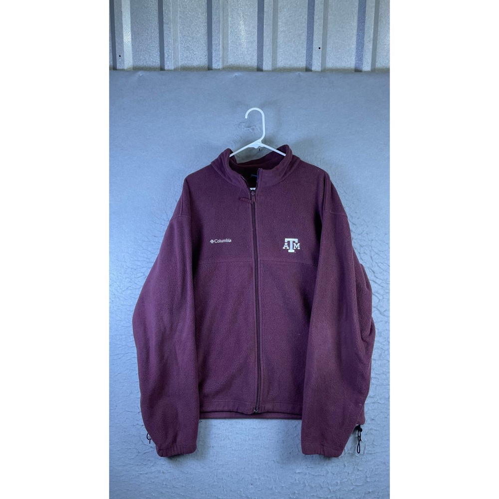 Columbia Fleece Jacket Mens XL Maroon Good Texas A&M Full Zip Collegiate